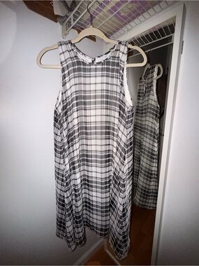 Calvin Klein Black and White Plaid A-Line Dress